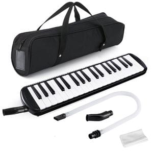 Swan7 37 Key Piano Style Black Melodica Wind Musical Instrument with Mouth Piece and Black Carry Bag